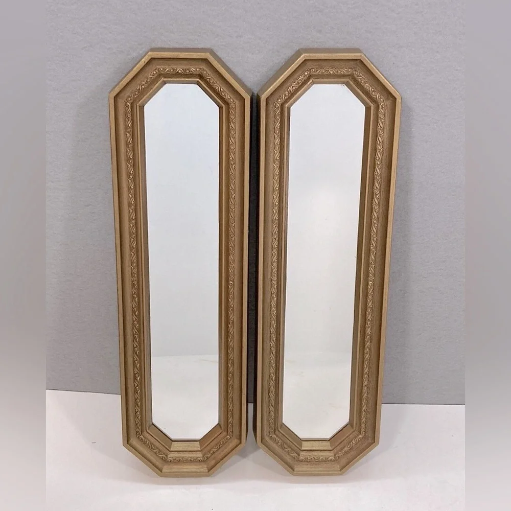 Homco Syroco Vintage  Rectangle Plaque Gold Bronze Tone Set of 2